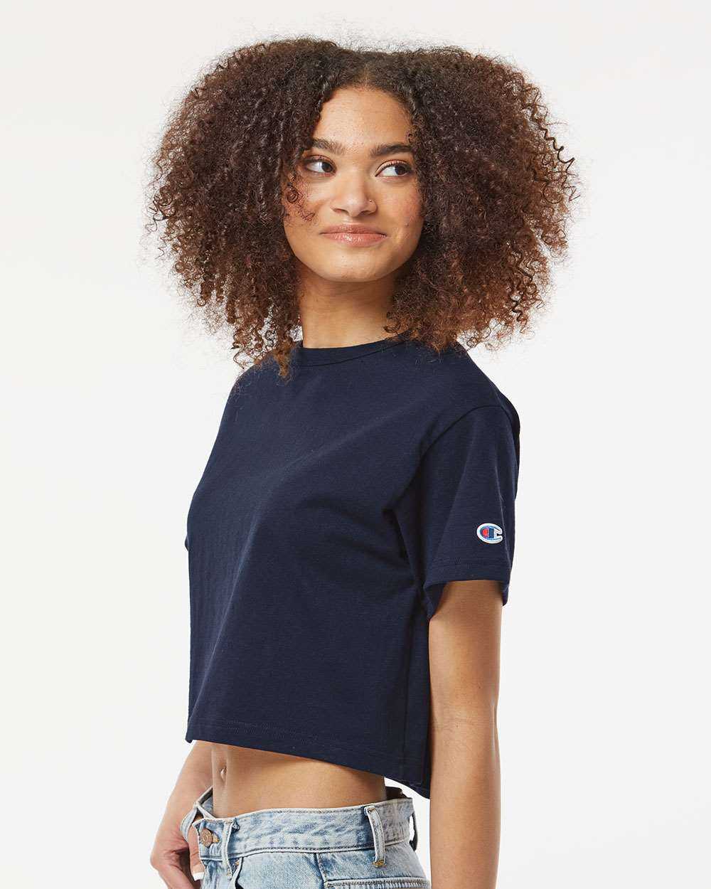 Champion T453W Women&#39;s Heritage Jersey Cropped T-Shirt - Navy - HIT a Double - 2