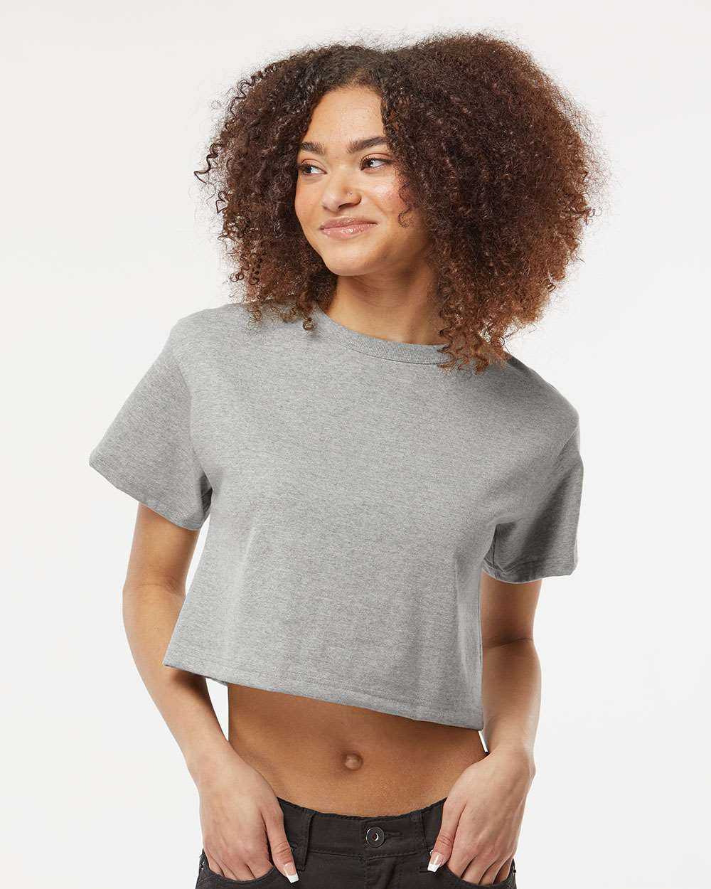Champion T453W Women&#39;s Heritage Jersey Cropped T-Shirt - Oxford Grey - HIT a Double - 1