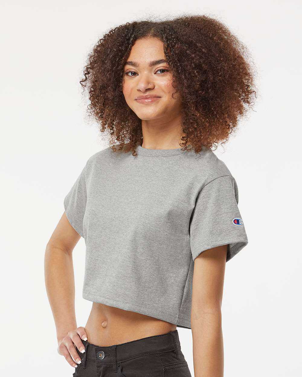 Champion T453W Women&#39;s Heritage Jersey Cropped T-Shirt - Oxford Grey - HIT a Double - 2