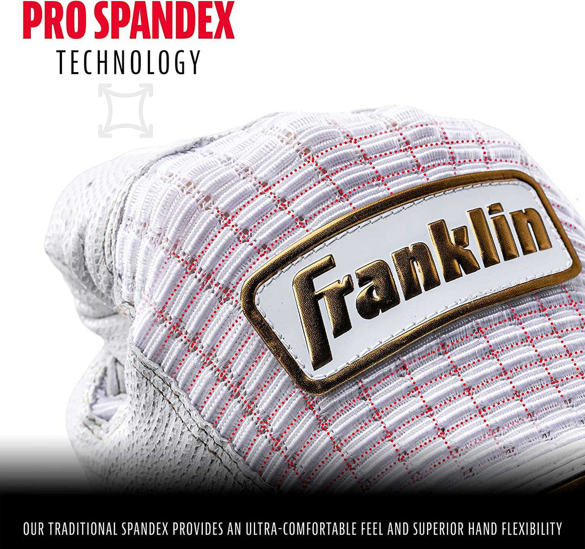 Franklin Pro Classic Adult Batting Gloves - White Gold - HIT a Double - 4