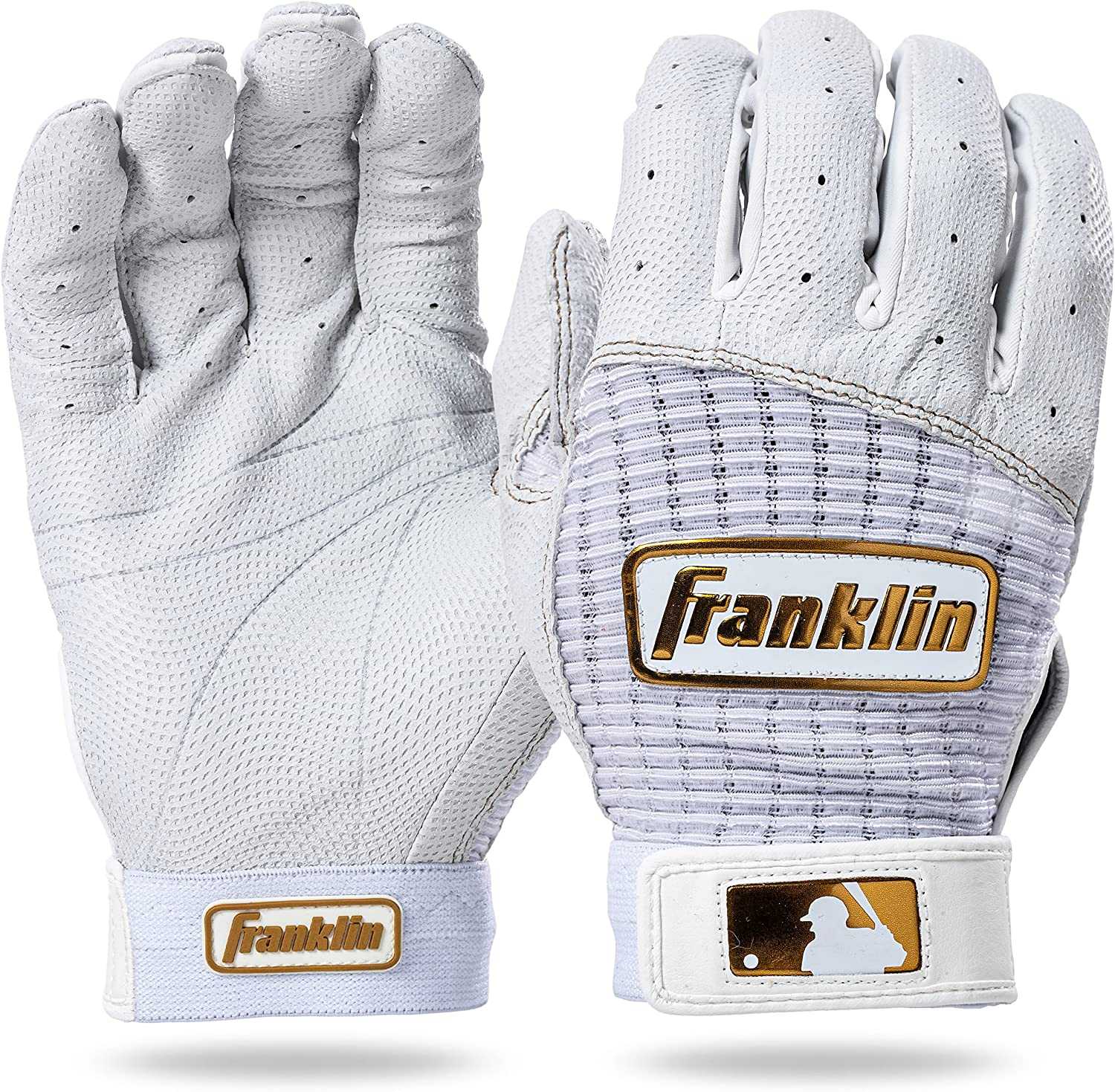 Franklin Pro Classic Adult Batting Gloves - White Gold - HIT a Double - 1