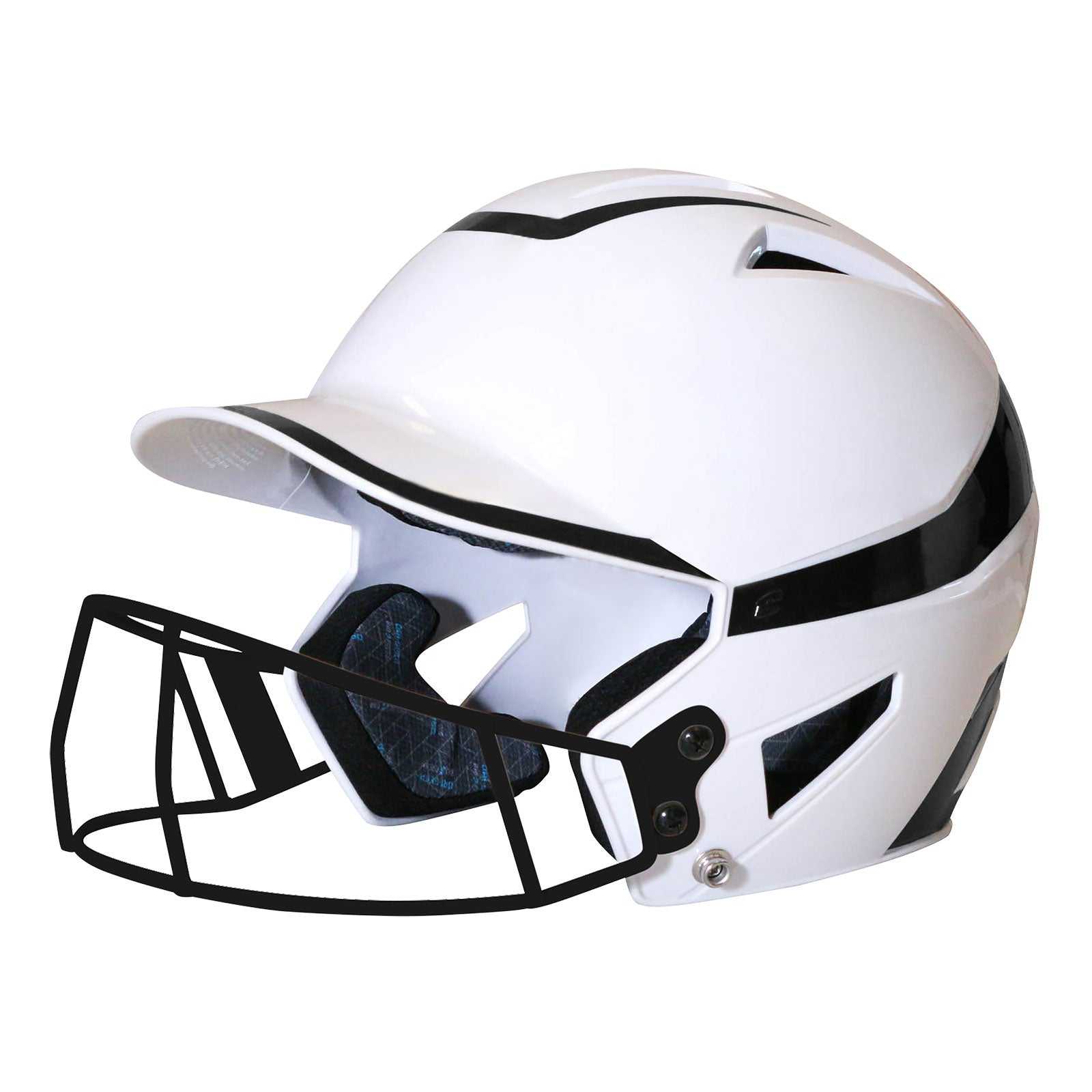 Champro HXFPG2 HX Rise Pro Softball Helmet with Facemask - White Black - HIT a Double