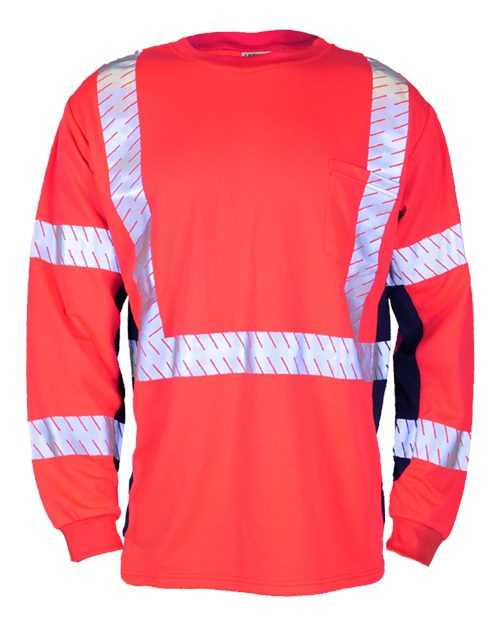 Kishigo 9134-9135 Premium Black Series Long Sleeve T-Shirt - Fluorescent Red - HIT a Double - 1