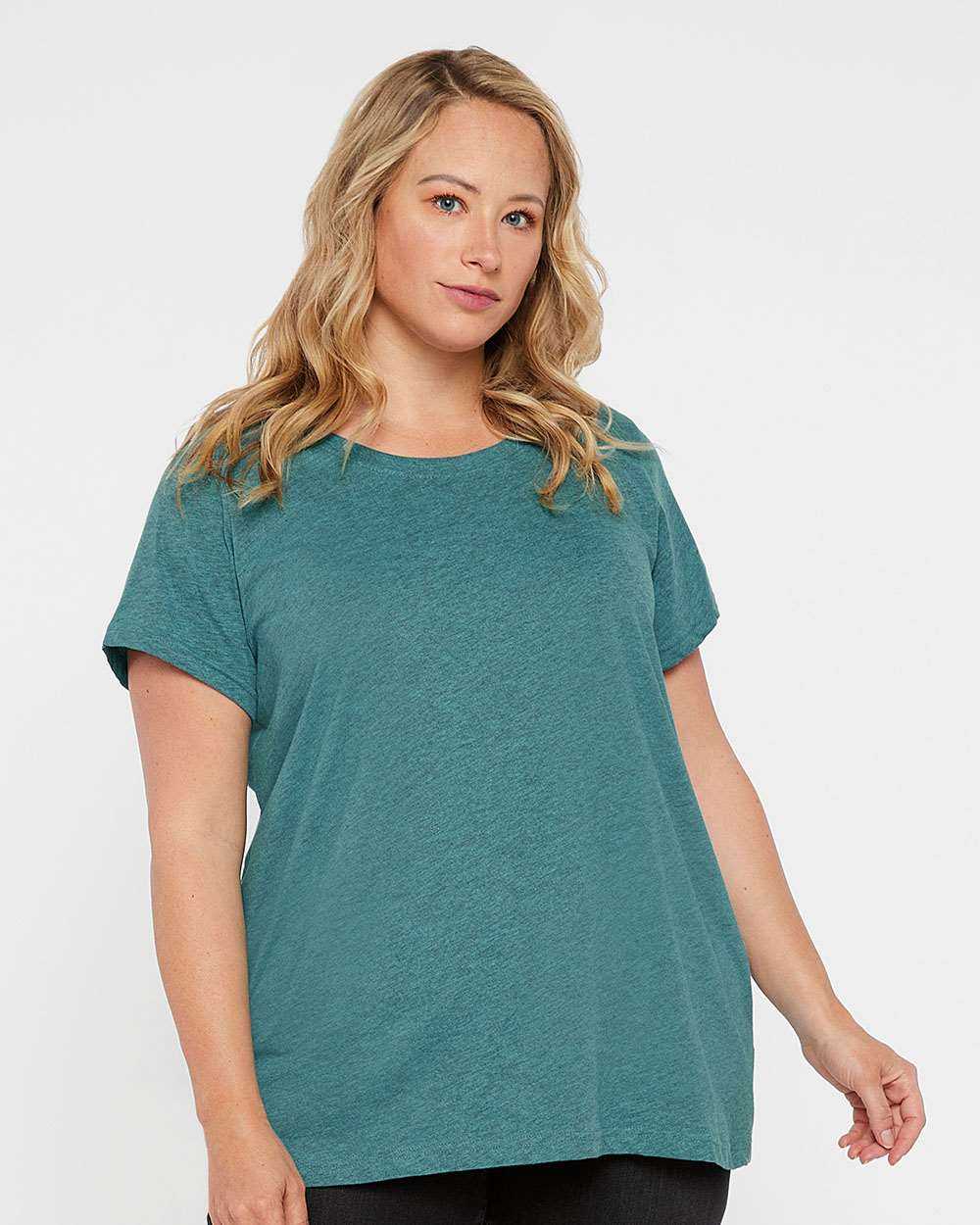 Lat 3816 Curvy Collection Women&#39;s Fine Jersey Tee - Surf Blackout - HIT a Double - 1