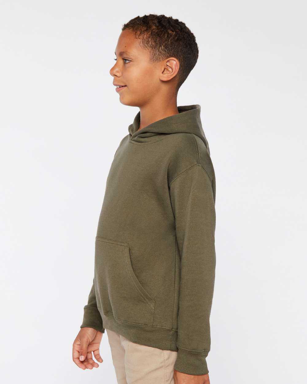 Lat 2296 Youth Pullover Hooded Sweatshirt - Military Green - HIT a Double - 2