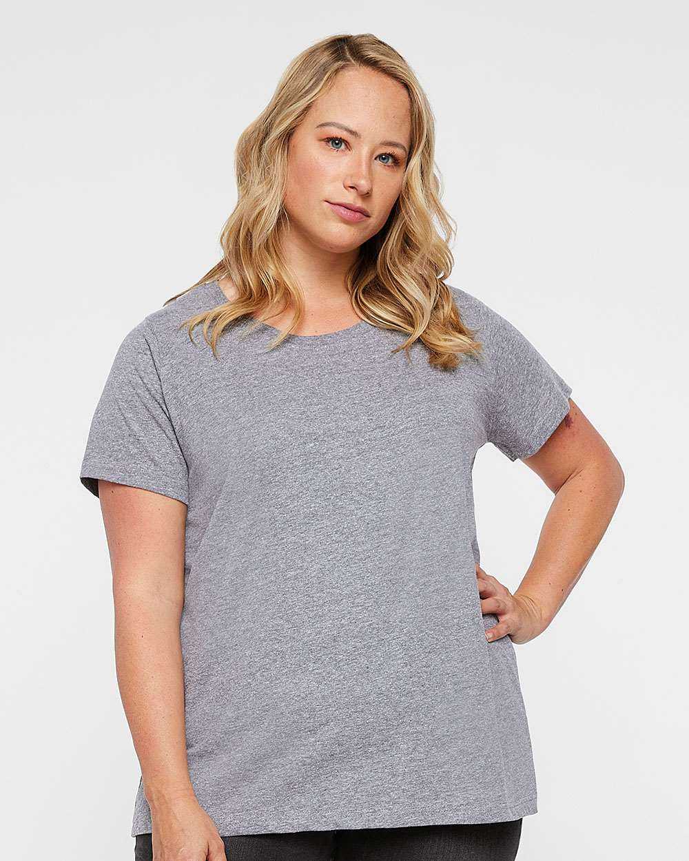Lat 3816 Curvy Collection Women&#39;s Fine Jersey Tee - Heather - HIT a Double - 1