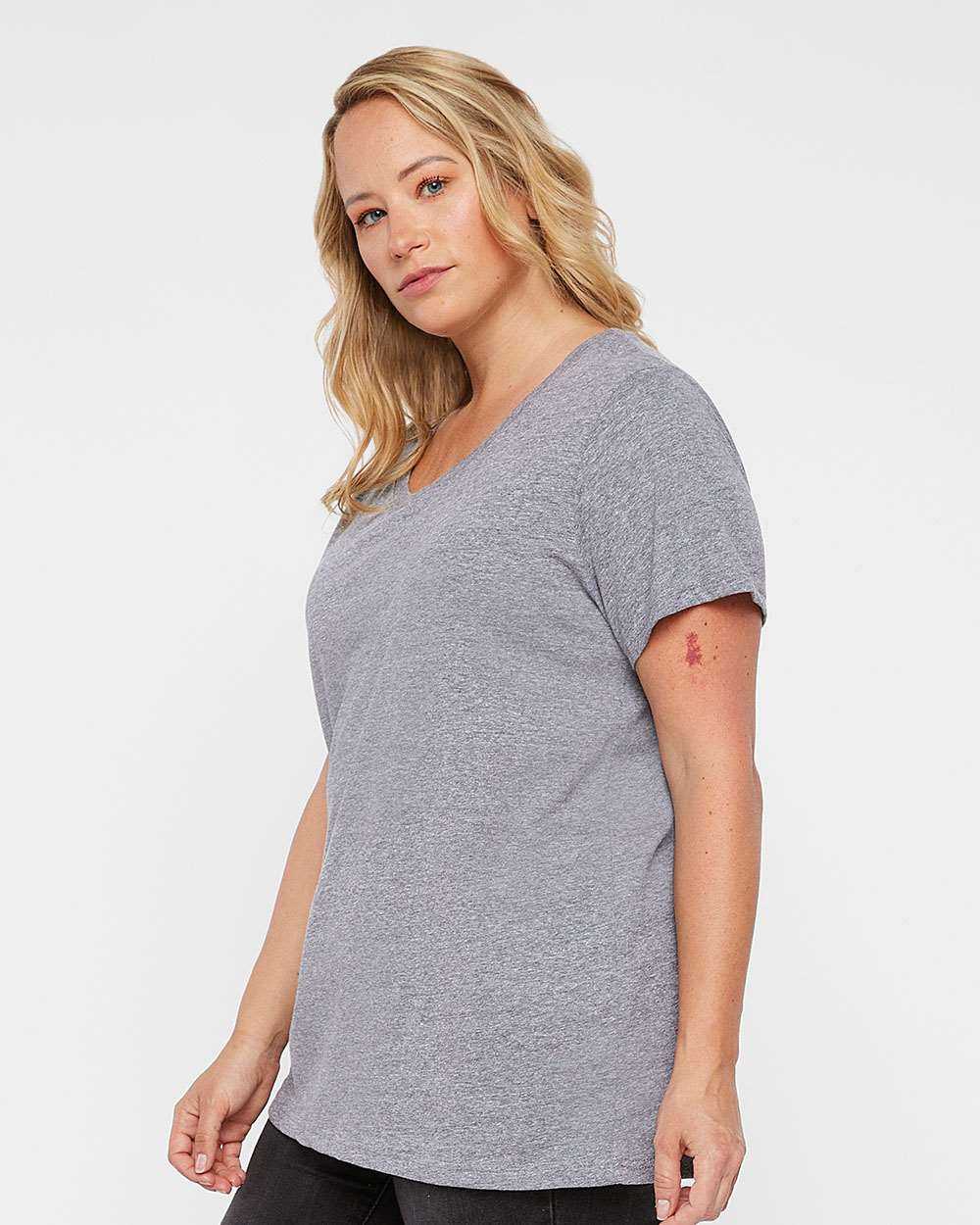 Lat 3816 Curvy Collection Women&#39;s Fine Jersey Tee - Heather - HIT a Double - 2
