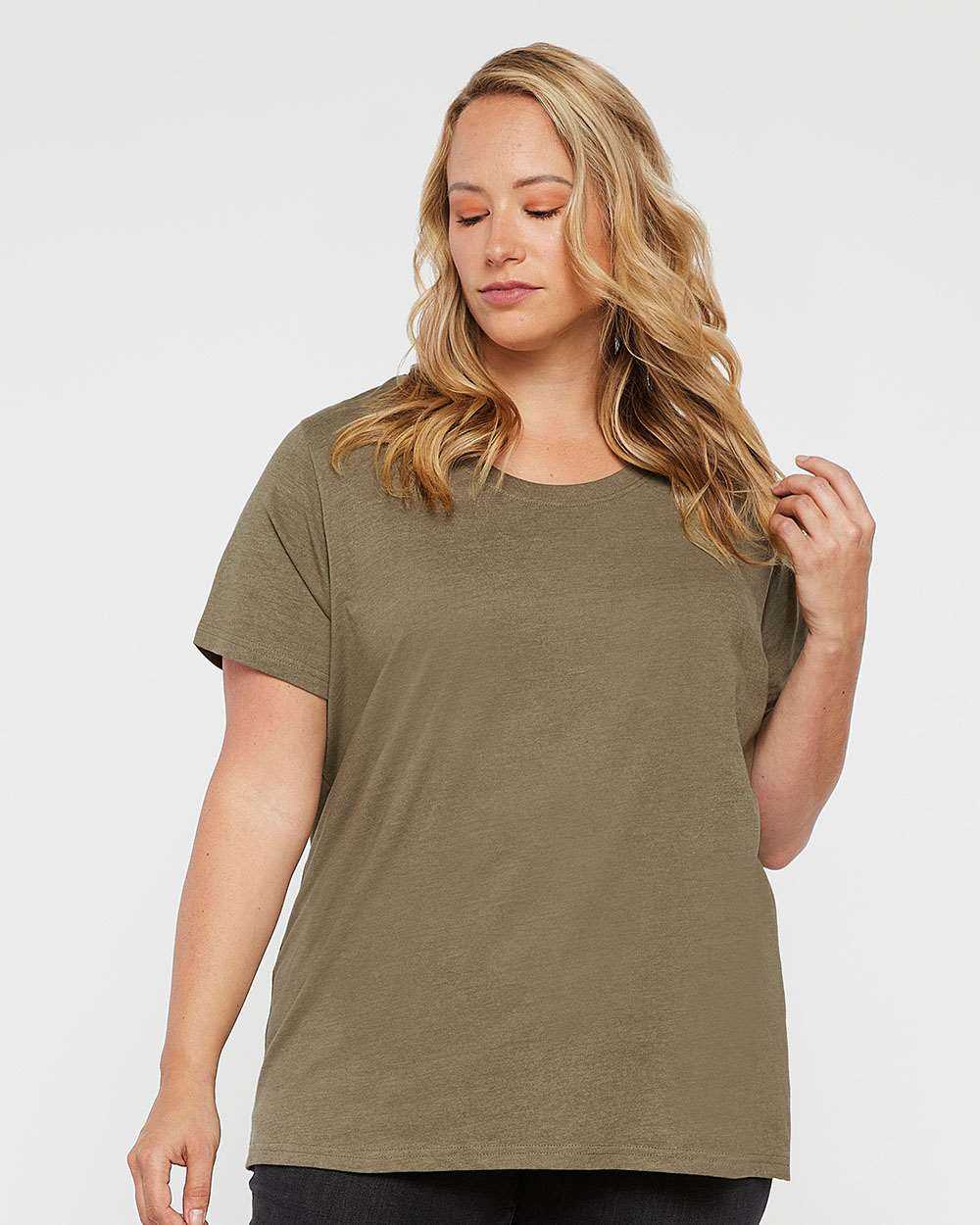Lat 3816 Curvy Collection Women&#39;s Fine Jersey Tee - Vintage Military Green - HIT a Double - 1