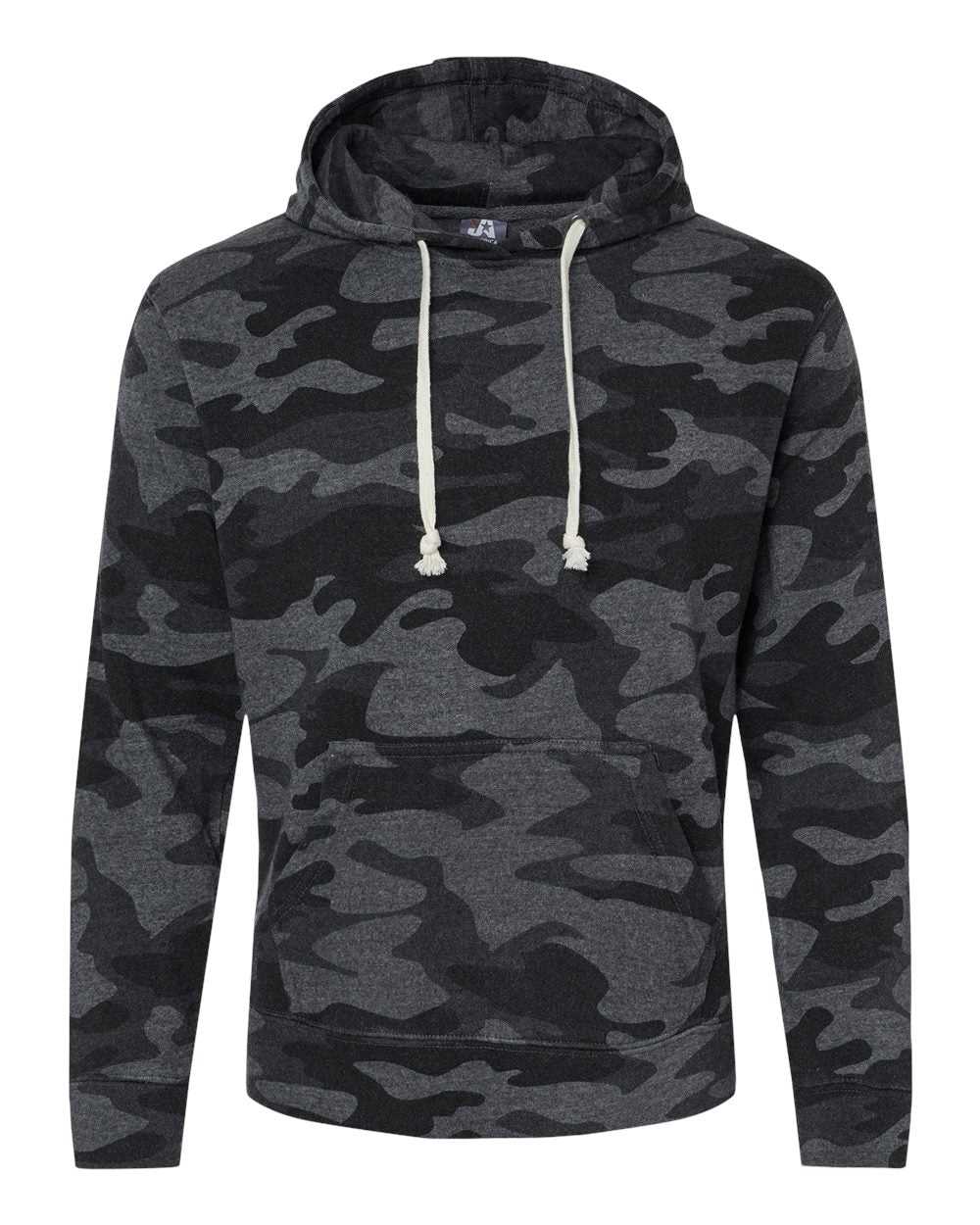 J. America 8871 Triblend Fleece Hooded Sweatshirt - Black Camo Triblend - HIT a Double