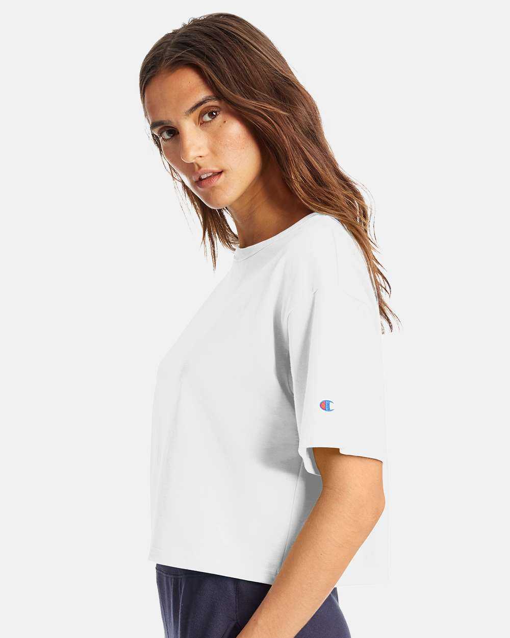 Champion T453W Women&#39;s Heritage Jersey Cropped T-Shirt - White - HIT a Double - 2