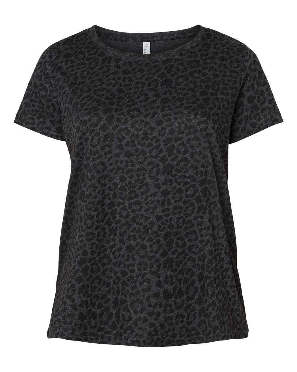 Lat 3816 Curvy Collection Women&#39;s Fine Jersey Tee - Black Leopard - HIT a Double - 1