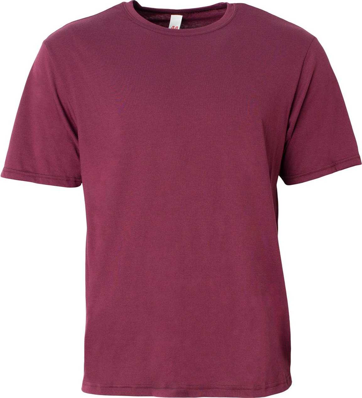 A4 N3013 Adult Softek T-Shirt - MAROON - HIT a Double - 1