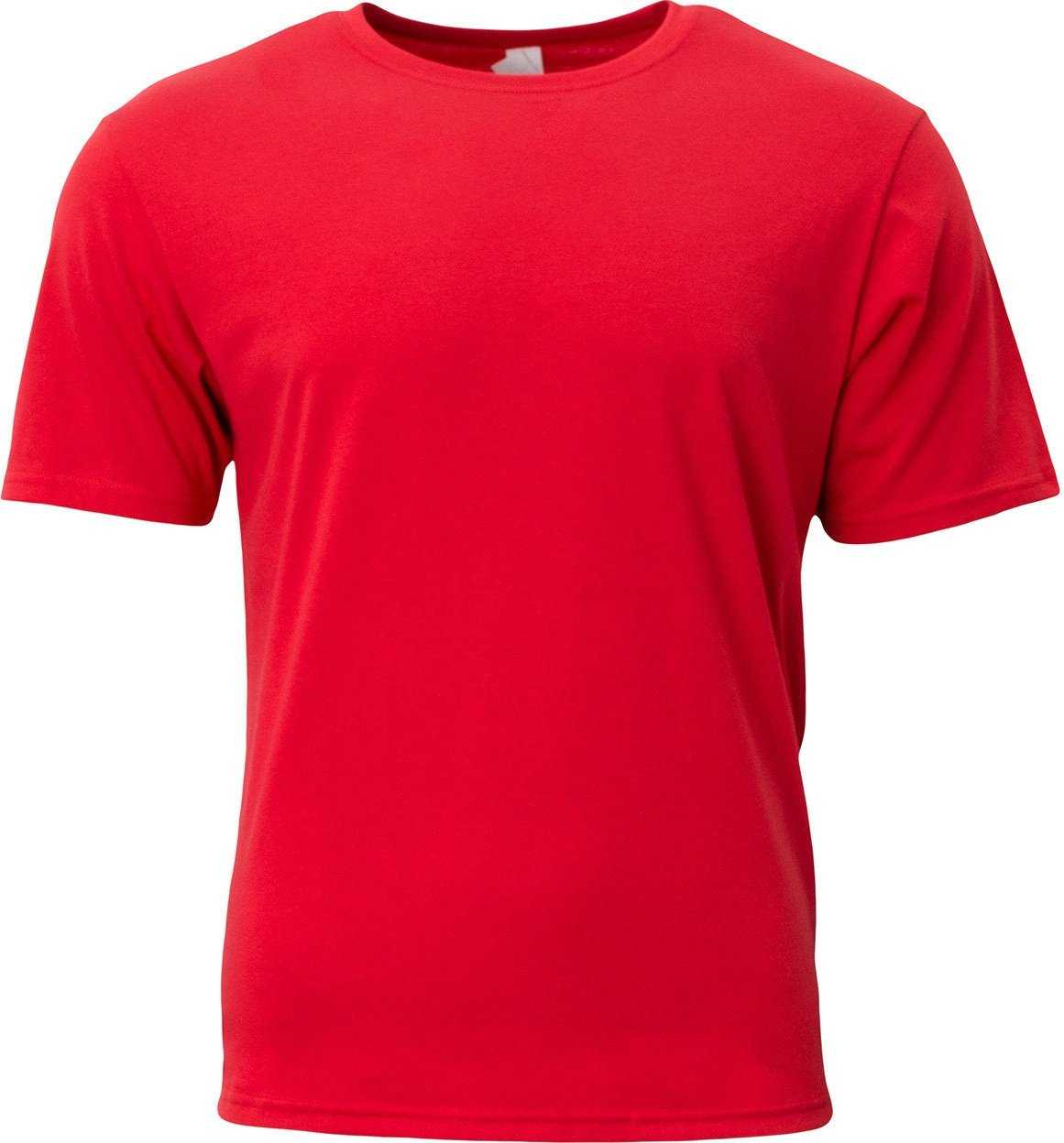 A4 N3013 Adult Softek T-Shirt - SCARLET - HIT a Double - 1