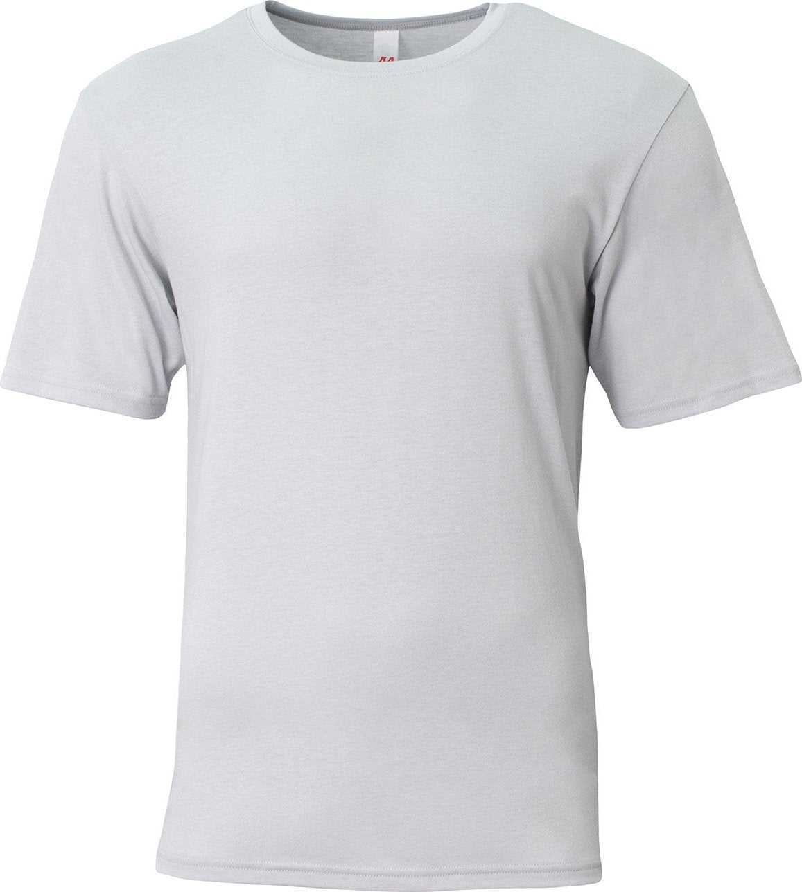 A4 N3013 Adult Softek T-Shirt - SILVER - HIT a Double - 1