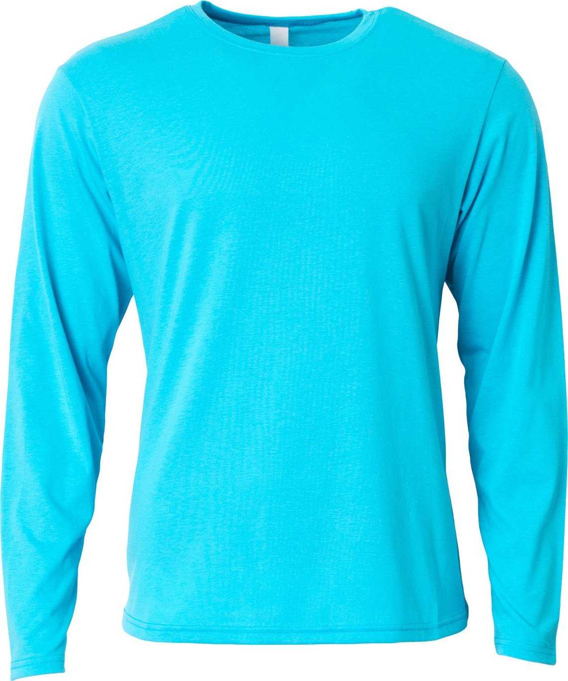 A4 N3029 Men&#39;S Softek Long-Sleeve T-Shirt - ELECTRIC BLUE - HIT a Double - 1