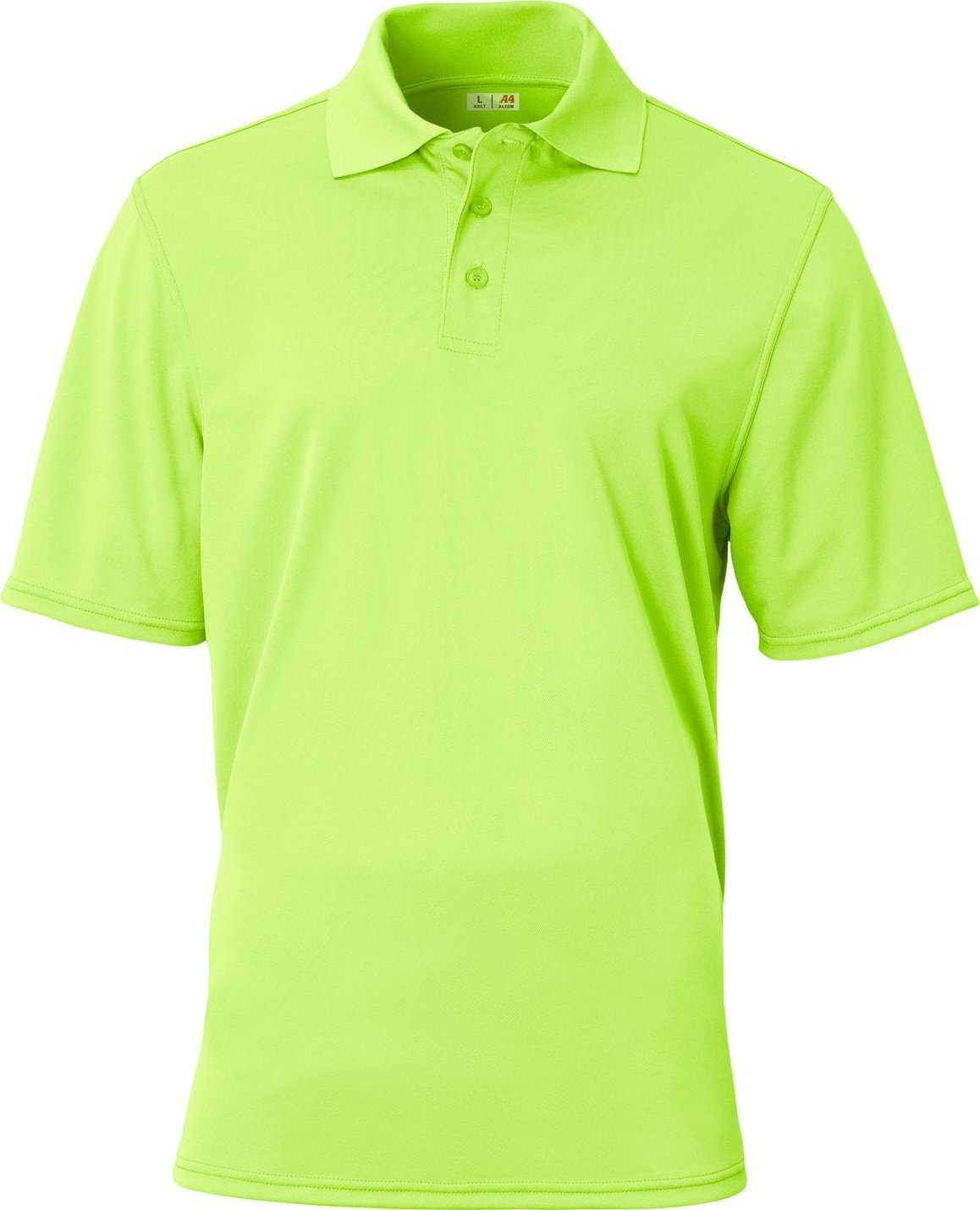A4 N3040 Adult Essential Polo - LIME - HIT a Double - 1