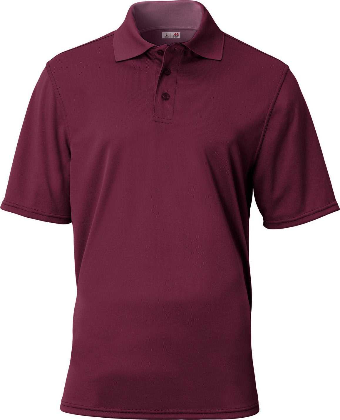 A4 N3040 Adult Essential Polo - MAROON - HIT a Double - 1