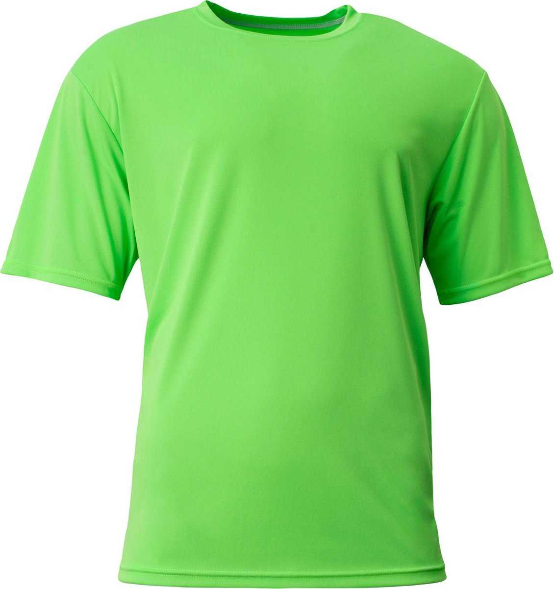 A4 N3142 Men&#39;S Cooling Performance T-Shirt - SAFETY GREEN - HIT a Double - 1