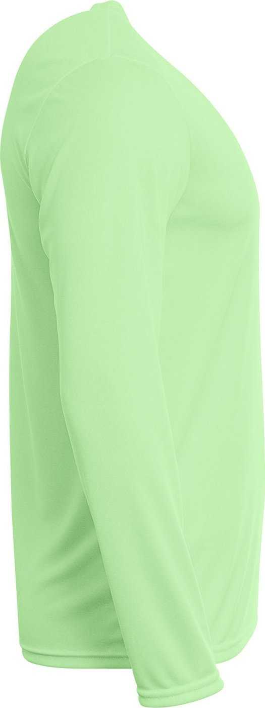 A4 N3165 Men&#39;S Cooling Performance Long Sleeve T-Shirt - LIGHT LIME - HIT a Double - 2
