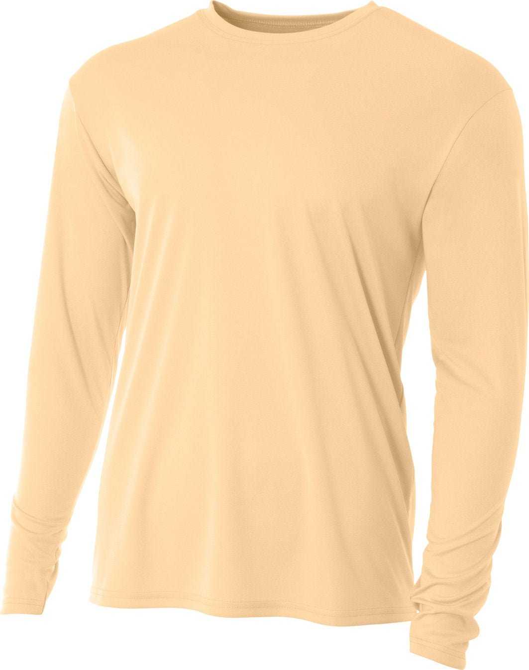 A4 N3165 Men&#39;S Cooling Performance Long Sleeve T-Shirt - MELON - HIT a Double - 1