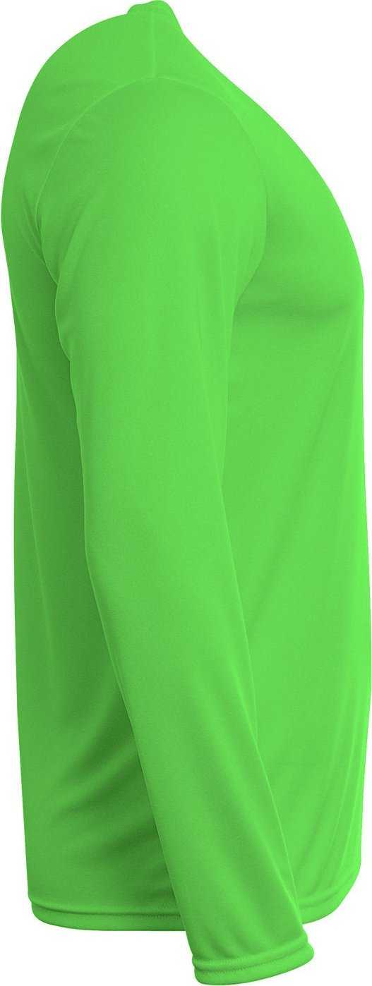 A4 N3165 Men&#39;S Cooling Performance Long Sleeve T-Shirt - SAFETY GREEN - HIT a Double - 2