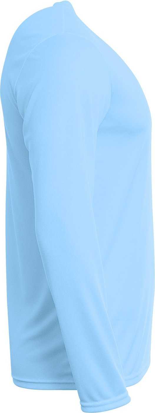 A4 N3165 Men&#39;S Cooling Performance Long Sleeve T-Shirt - SKY BLUE - HIT a Double - 2