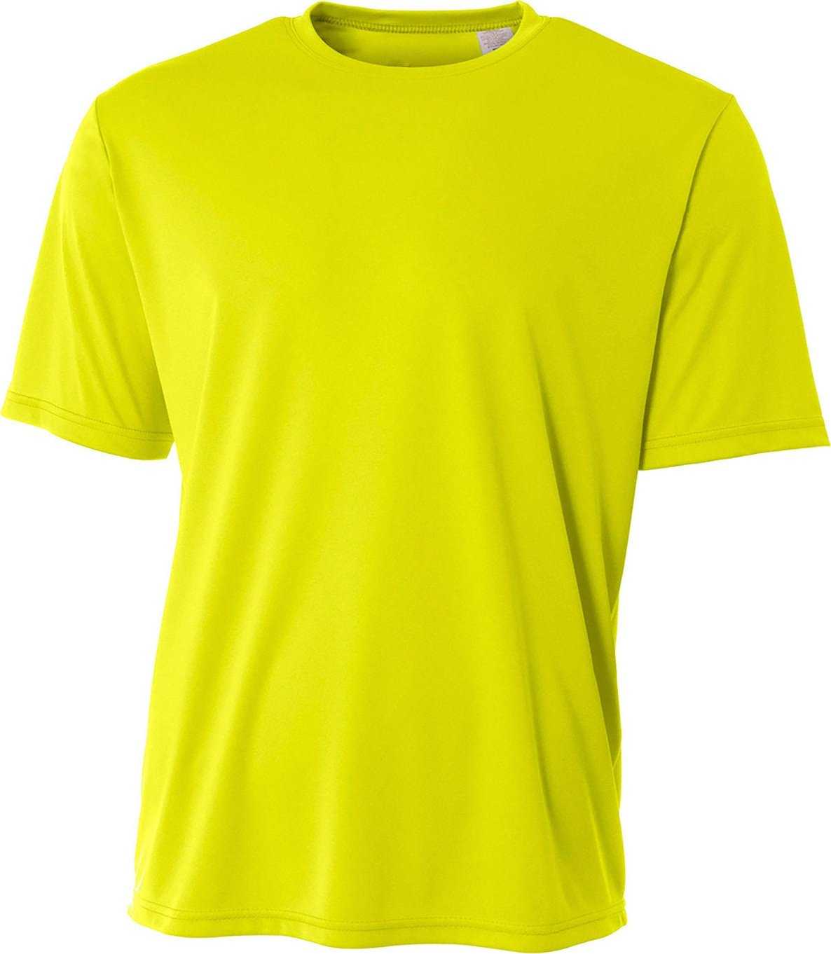 A4 N3402 Men&#39;S Sprint Performance T-Shirt - SAFETY YELLOW - HIT a Double - 1