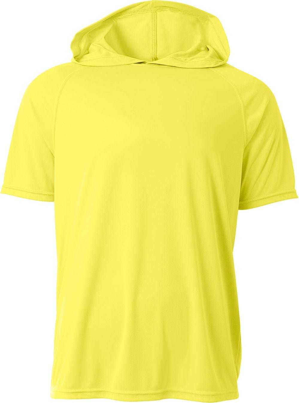 A4 N3408 Men'S Cooling Performance Hooded T-Shirt - SAFETY YELLOW - HIT a Double - 2