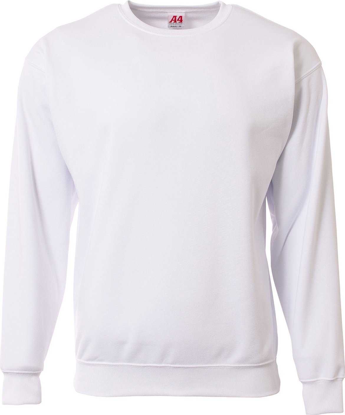 A4 N4275 Men'S Sprint Tech Fleece Sweatshirt - WHITE - HIT a Double - 1