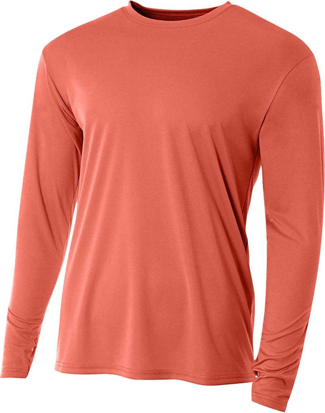A4 NB3165 Youth Long Sleeve Cooling Performance Crew Shirt - CORAL - HIT a Double - 2