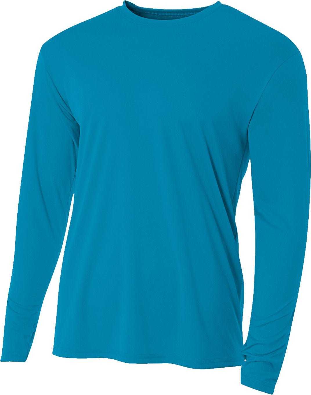 A4 NB3165 Youth Long Sleeve Cooling Performance Crew Shirt - ELECTRIC BLUE - HIT a Double - 2