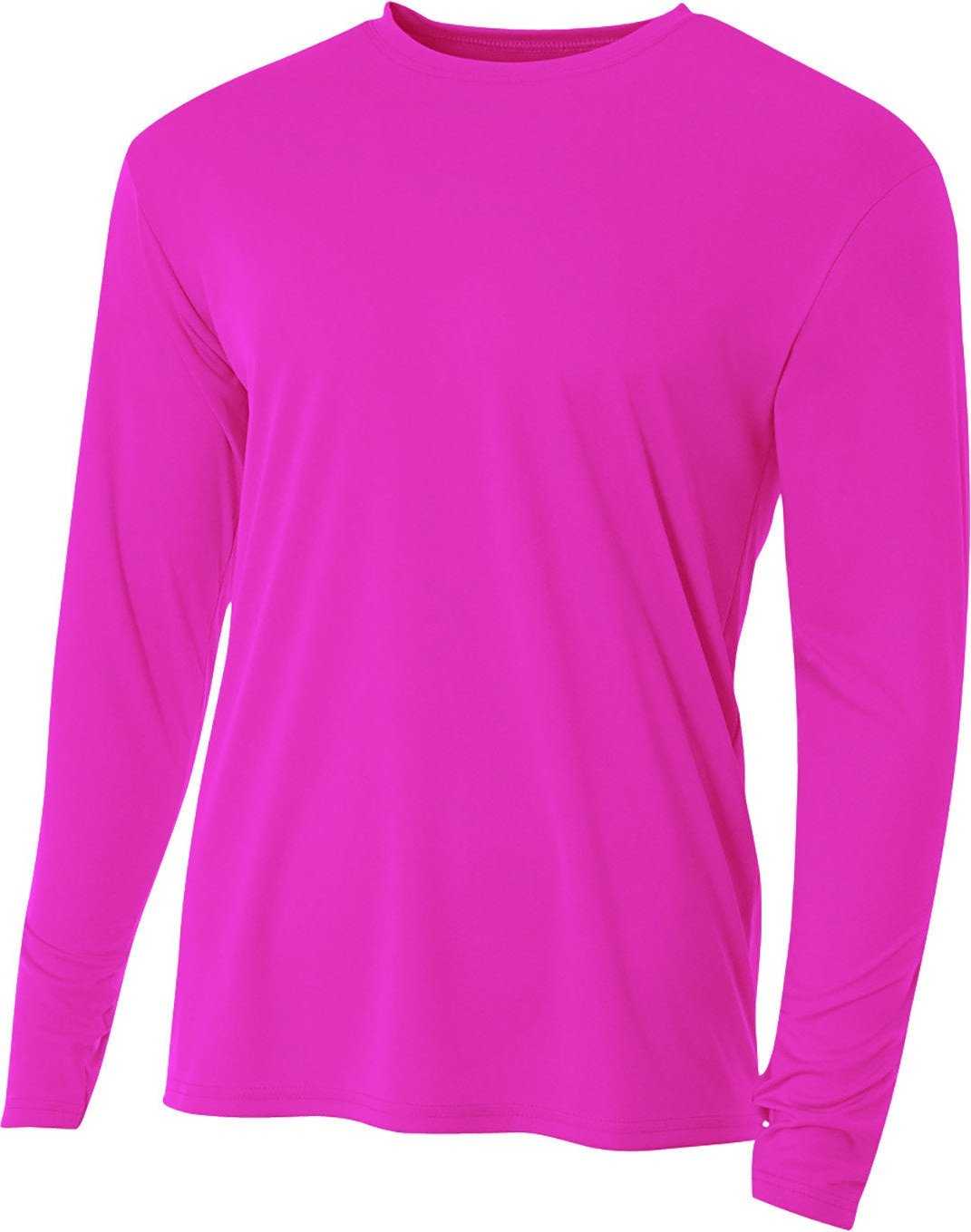 A4 NB3165 Youth Long Sleeve Cooling Performance Crew Shirt - FUCHSIA - HIT a Double - 2