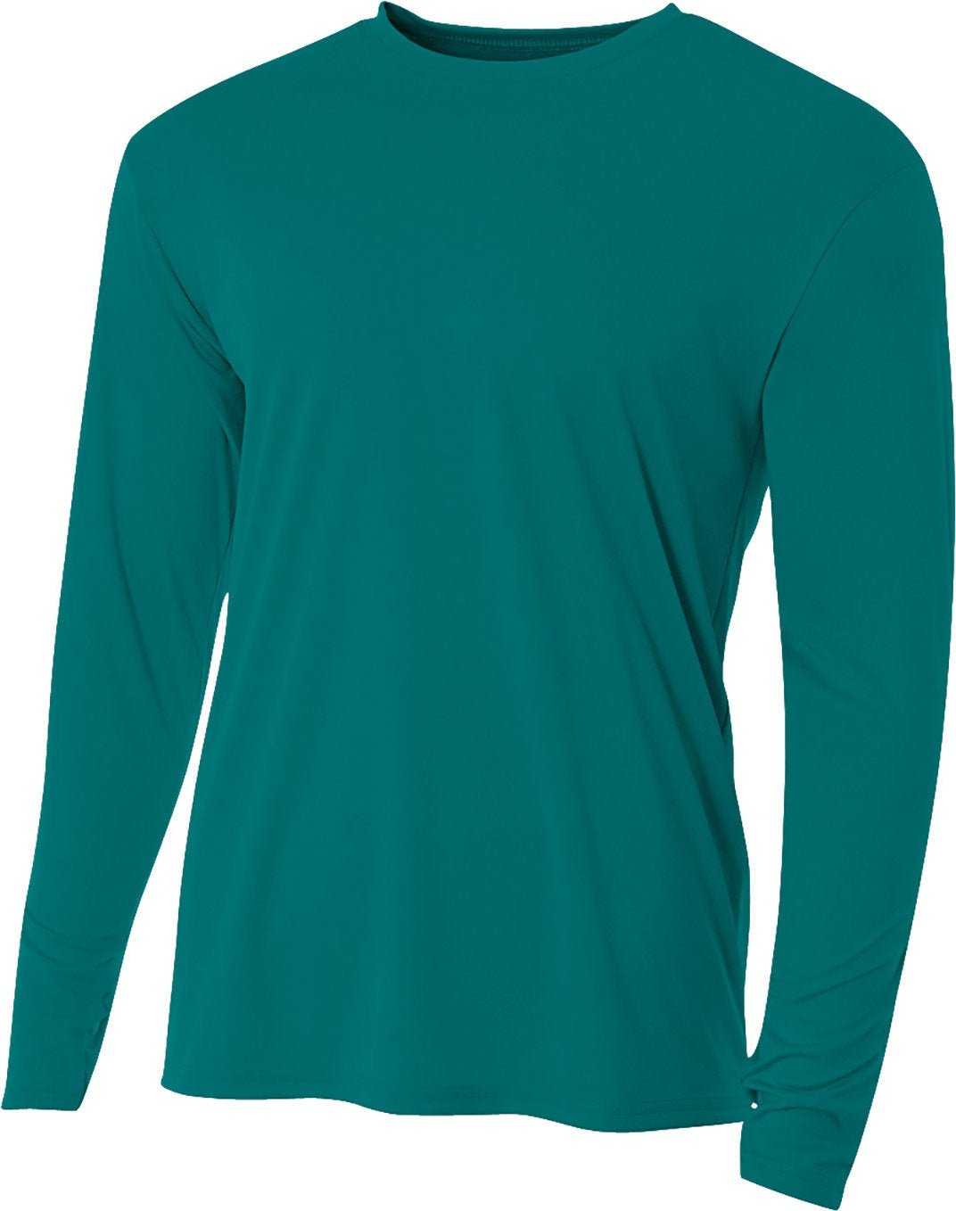 A4 NB3165 Youth Long Sleeve Cooling Performance Crew Shirt - TEAL - HIT a Double - 2