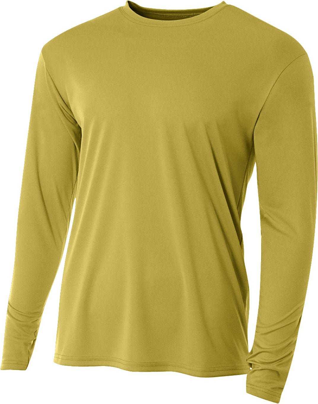 A4 NB3165 Youth Long Sleeve Cooling Performance Crew Shirt - VEGAS GOLD - HIT a Double - 2
