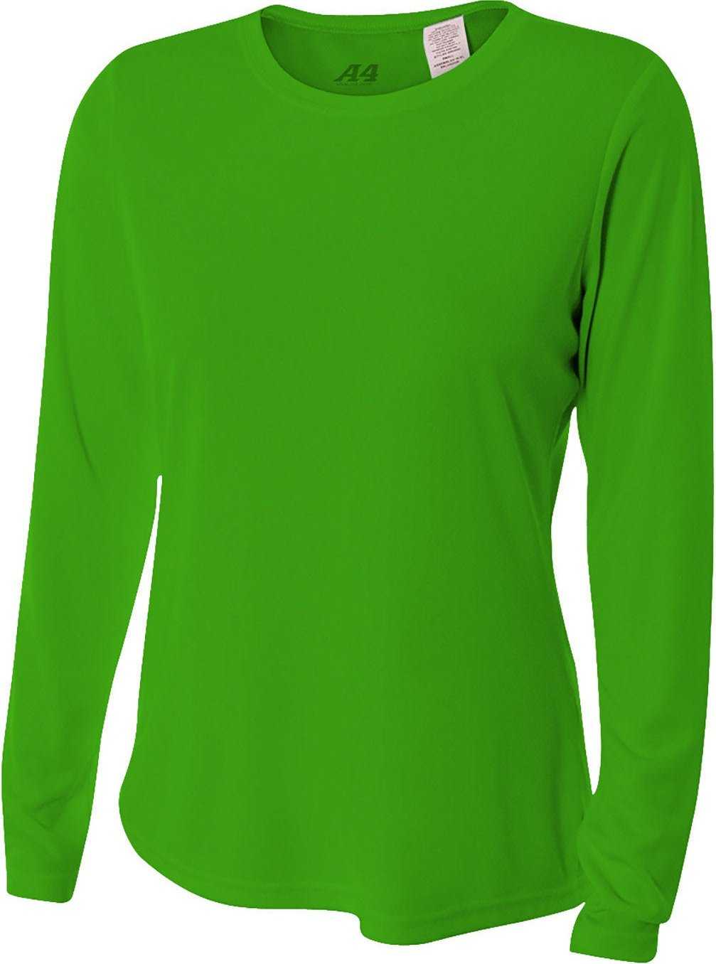 A4 NW3002 Ladies&#39; Long Sleeve Cooling Performance Crew Shirt - KELLY - HIT a Double - 2