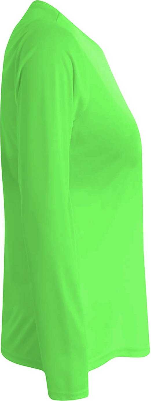 A4 NW3002 Ladies&#39; Long Sleeve Cooling Performance Crew T-Shirt - SAFETY GREEN - HIT a Double - 1
