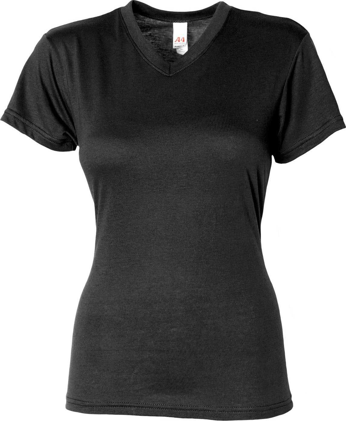A4 NW3013 Ladies&#39; Softek V-Neck T-Shirt - BLACK - HIT a Double - 2