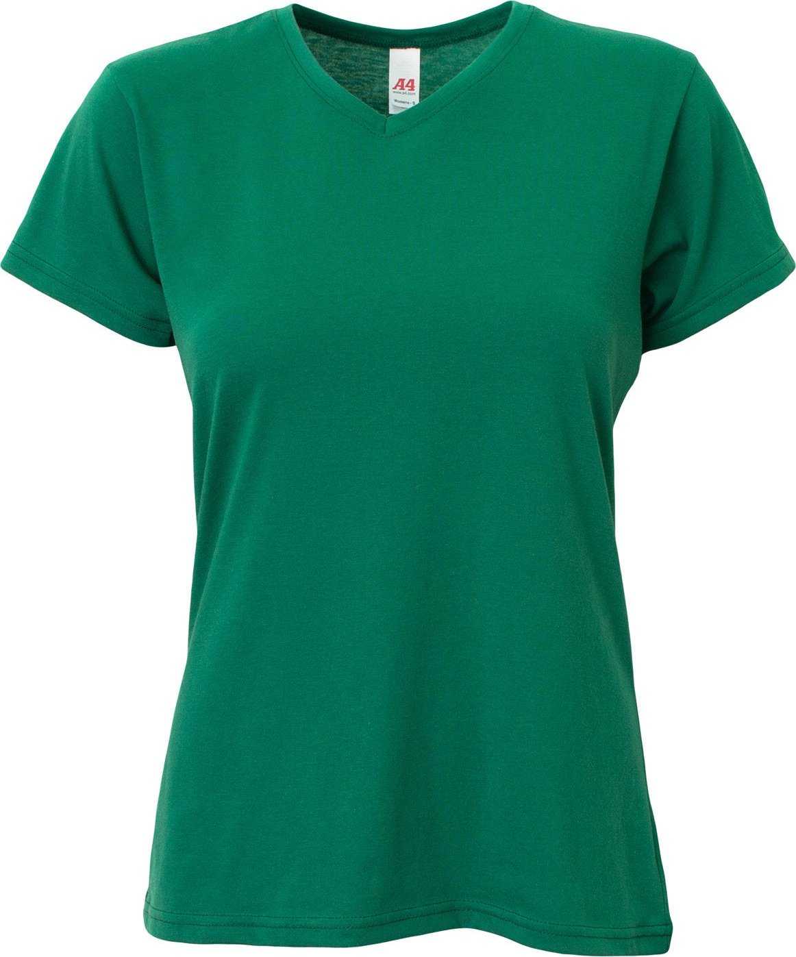 A4 NW3013 Ladies&#39; Softek V-Neck T-Shirt - FOREST - HIT a Double - 2