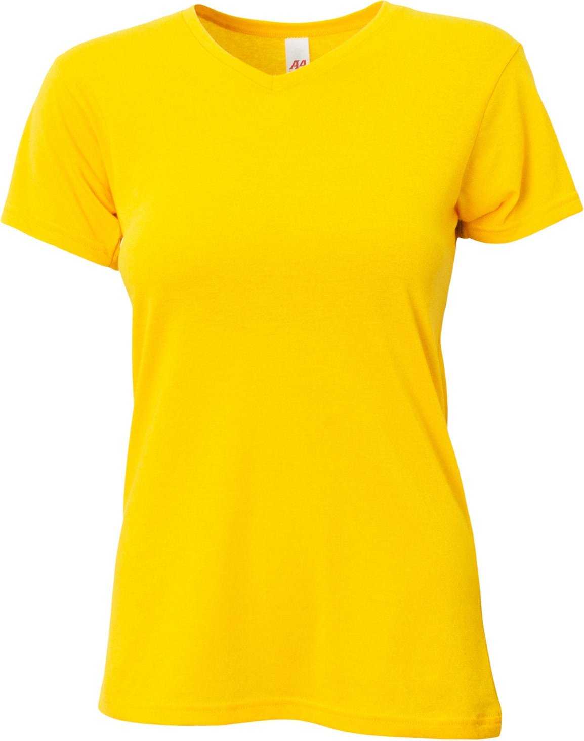 A4 NW3013 Ladies&#39; Softek V-Neck T-Shirt - GOLD - HIT a Double - 2