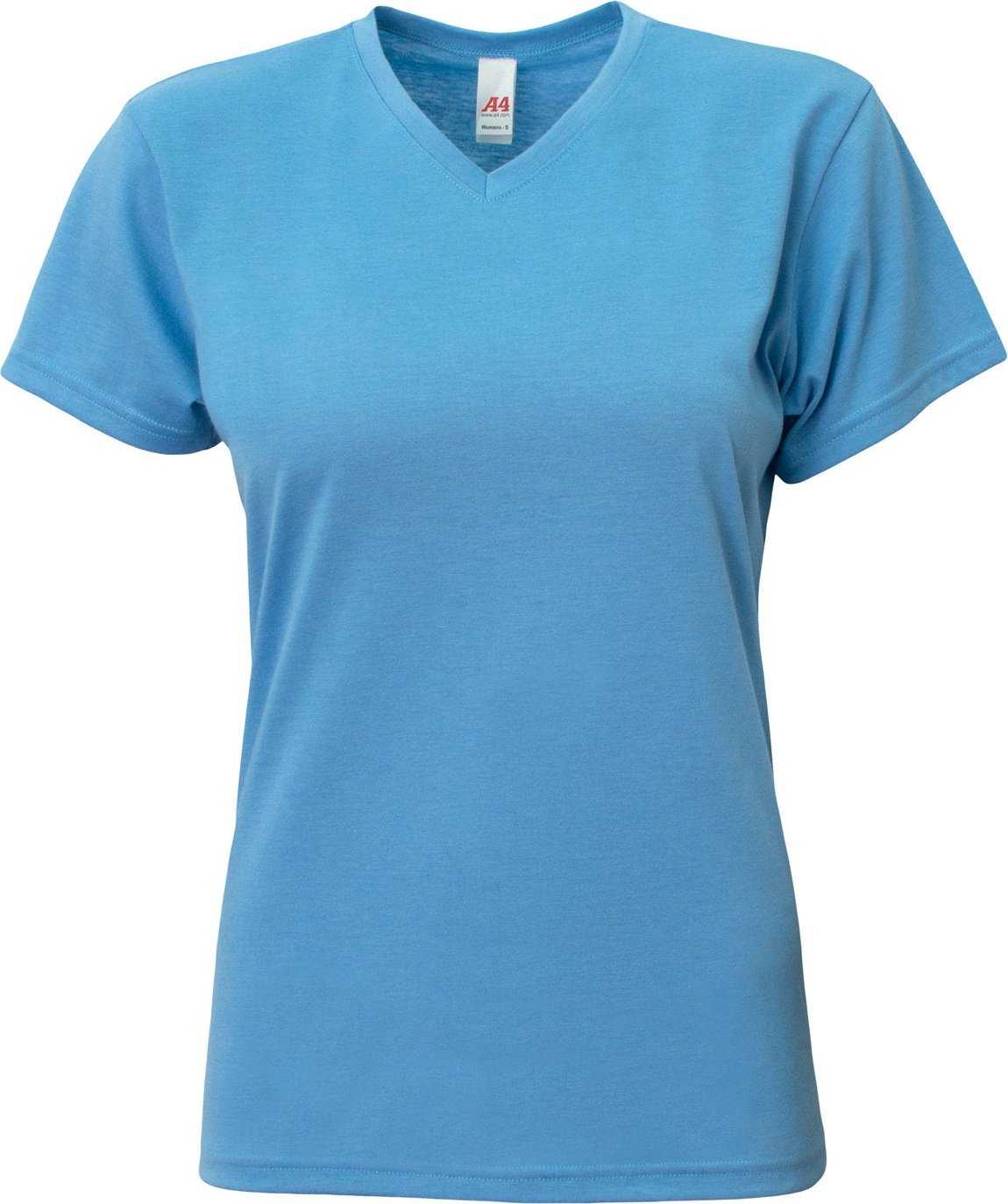 A4 NW3013 Ladies&#39; Softek V-Neck T-Shirt - LIGHT BLUE - HIT a Double - 2