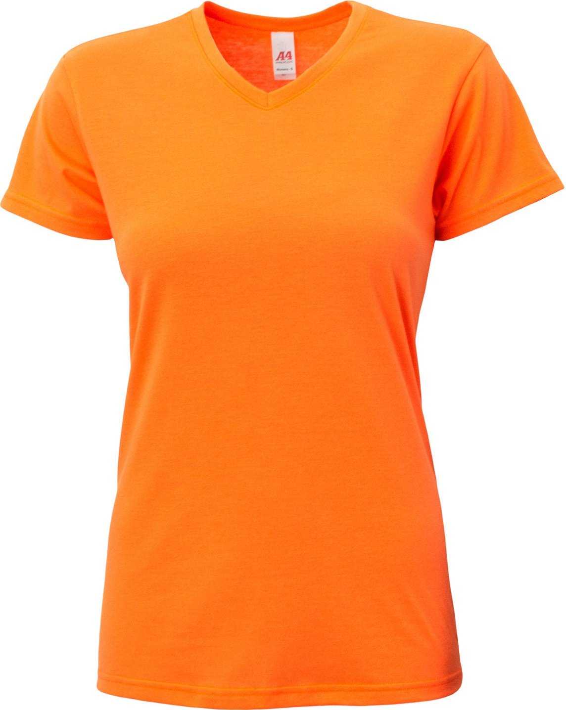 A4 NW3013 Ladies' Softek V-Neck T-Shirt - SAFETY ORANGE - HIT a Double - 2