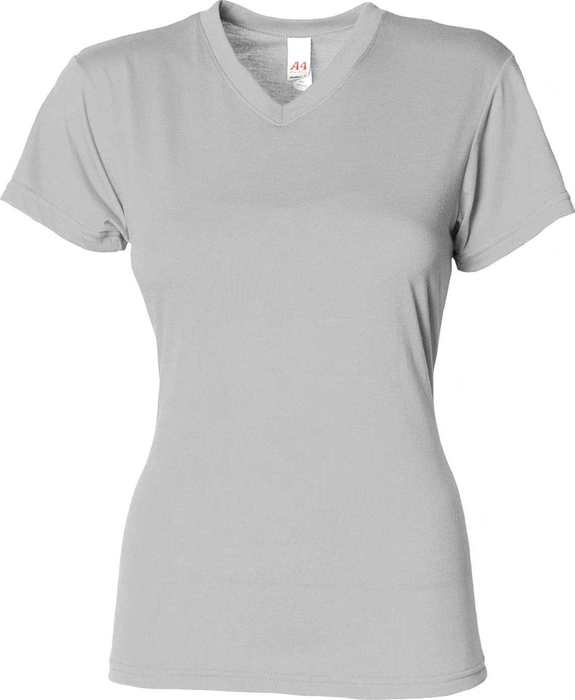 A4 NW3013 Ladies&#39; Softek V-Neck T-Shirt - SILVER - HIT a Double - 2
