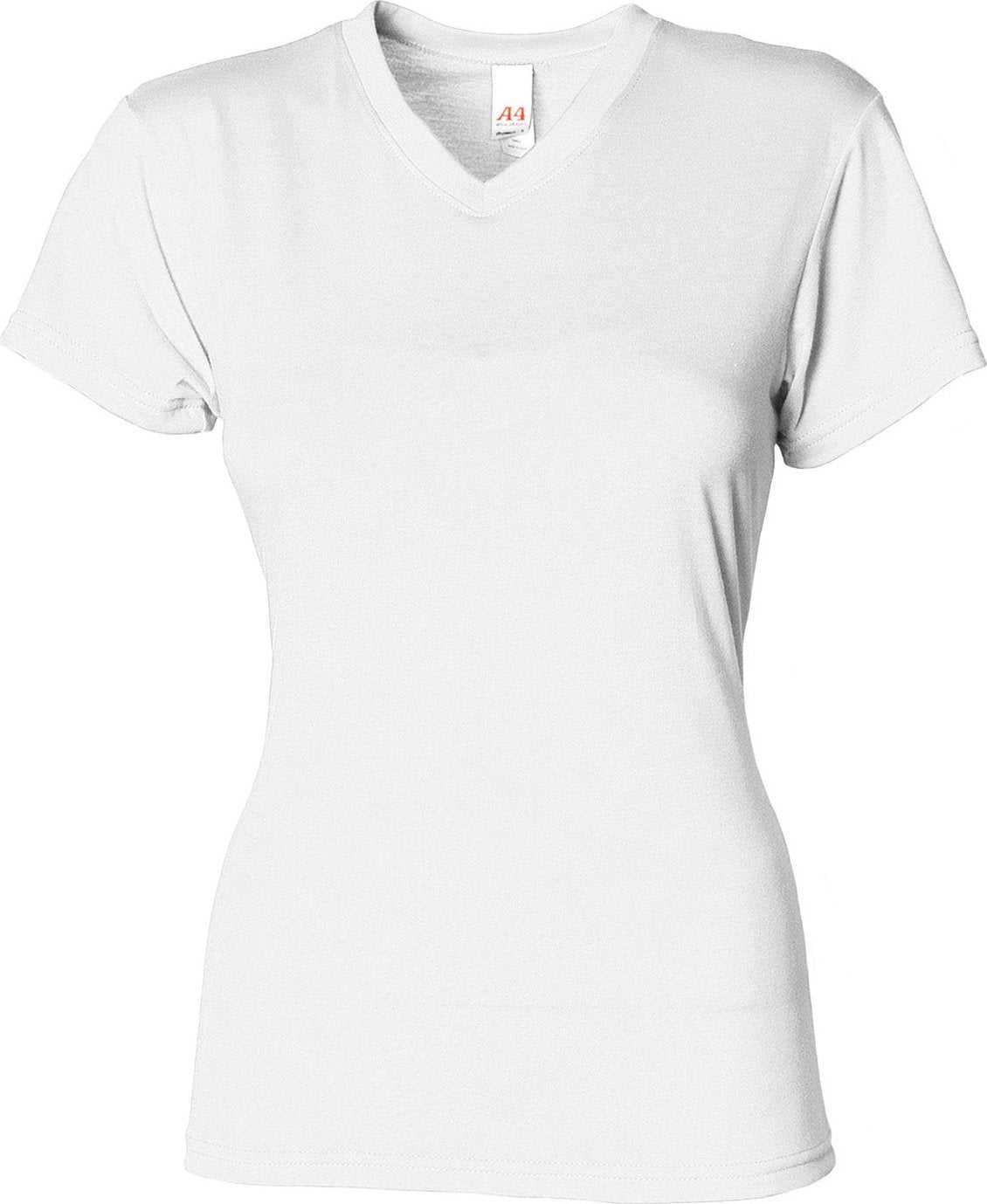 A4 NW3013 Ladies&#39; Softek V-Neck T-Shirt - WHITE - HIT a Double - 2