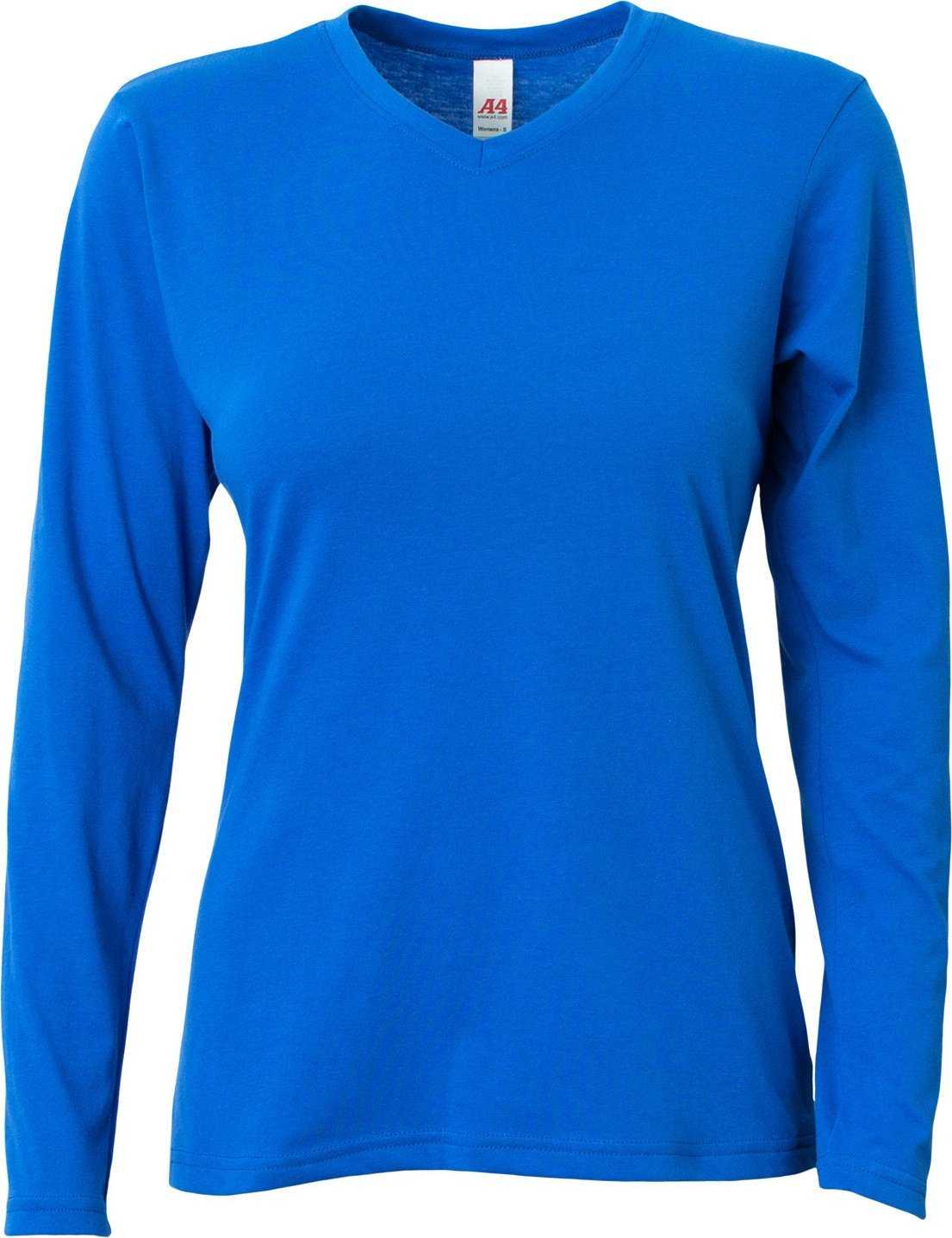 A4 NW3029 Ladies' Long-Sleeve Softek V-Neck T-Shirt - ROYAL - HIT a Double - 2