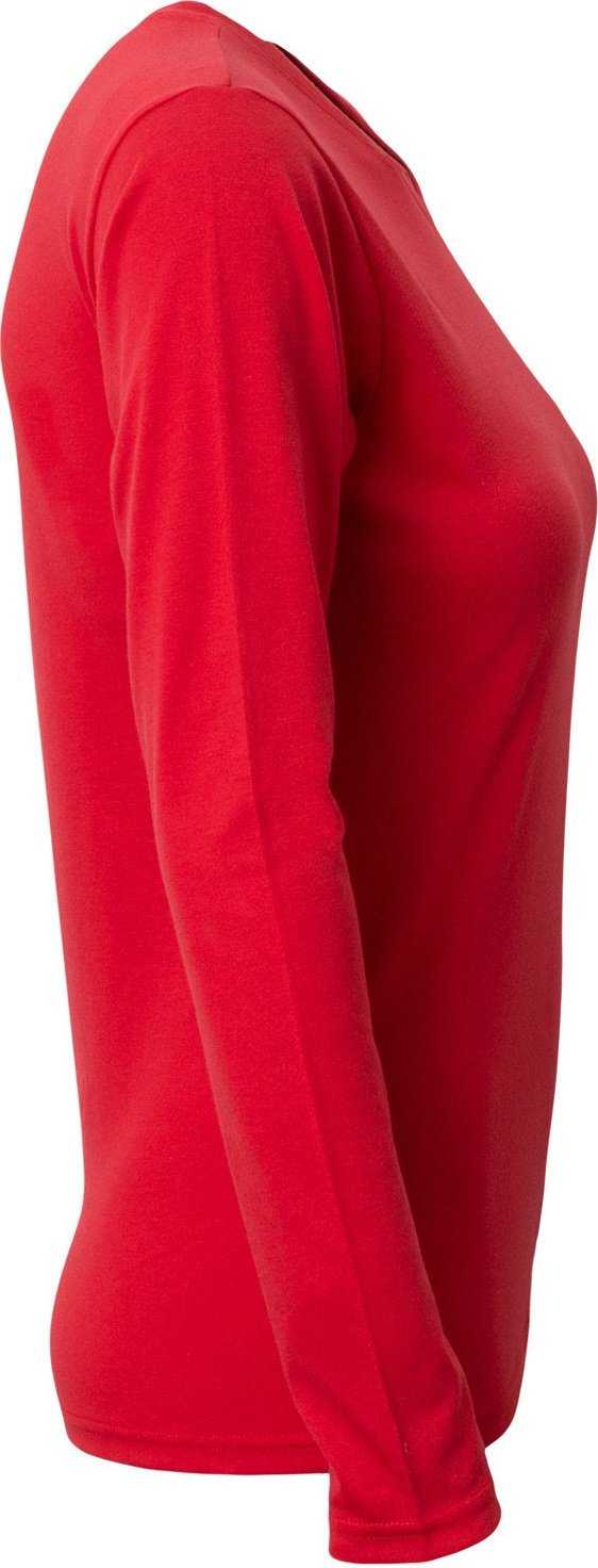 A4 NW3029 Ladies&#39; Long-Sleeve Softek V-Neck T-Shirt - SCARLET - HIT a Double - 1
