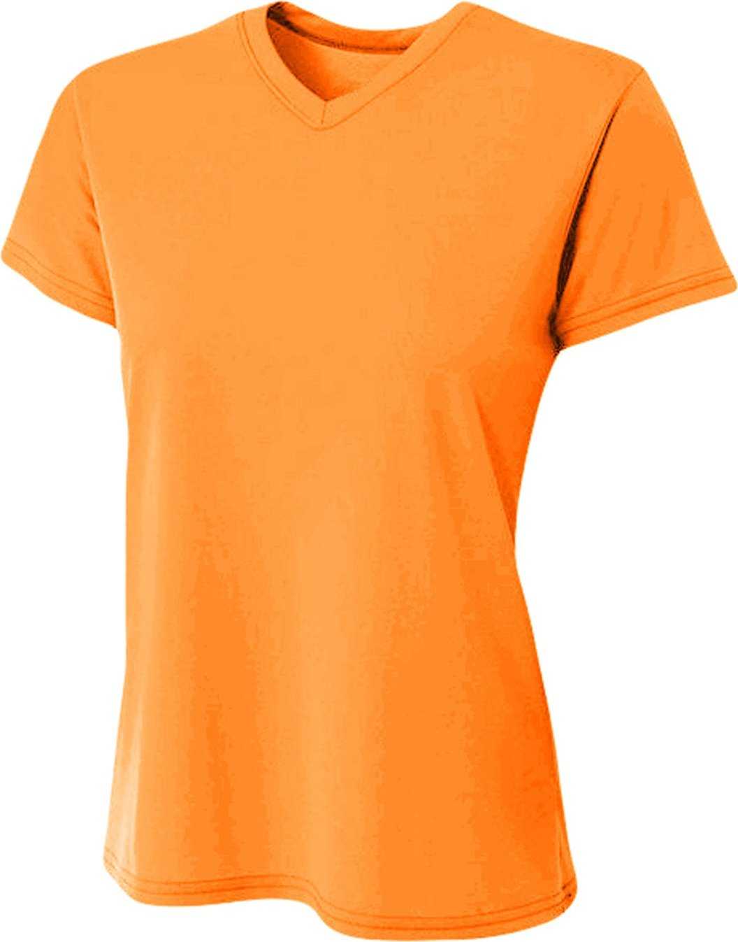 A4 NW3402 Ladies&#39; Sprint Performance V-Neck T-Shirt - SAFETY ORANGE - HIT a Double - 2