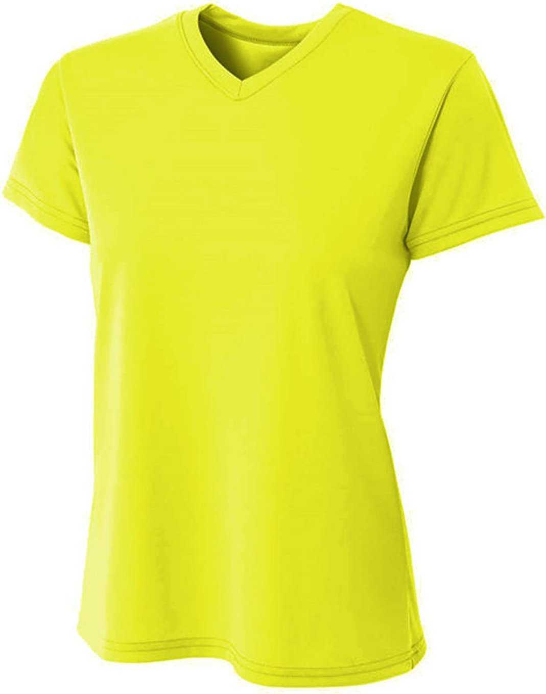A4 NW3402 Ladies&#39; Sprint Performance V-Neck T-Shirt - SAFETY YELLOW - HIT a Double - 2