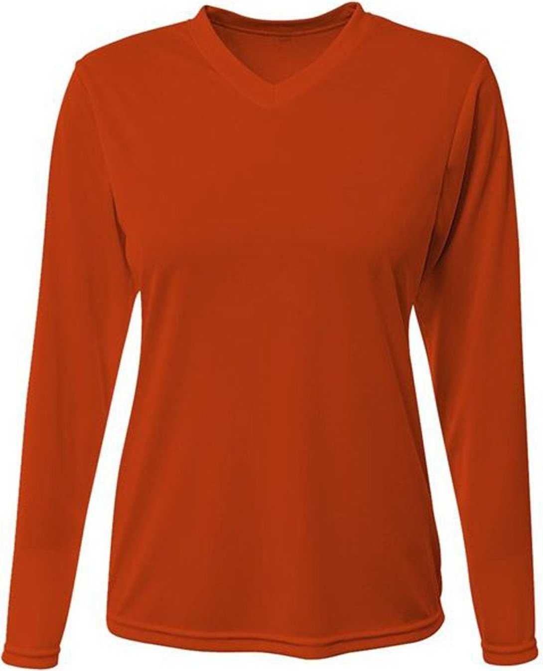 A4 NW3425 Ladies&#39; Long-Sleeve Sprint V-Neck T-Shirt - ATHLETIC ORANGE - HIT a Double - 2