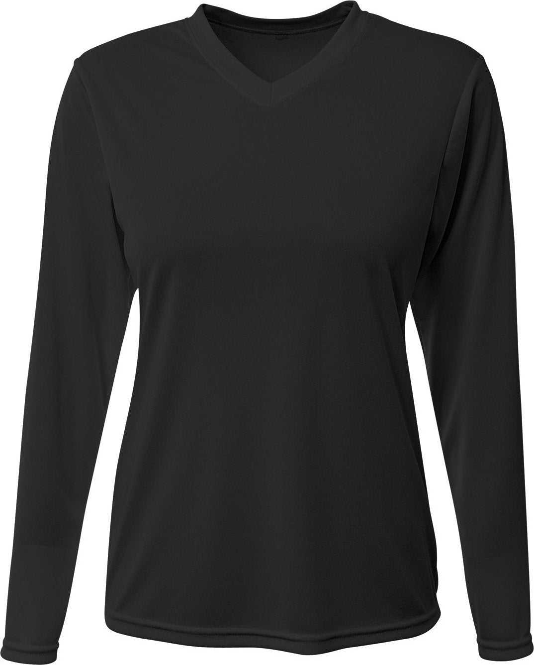 A4 NW3425 Ladies&#39; Long-Sleeve Sprint V-Neck T-Shirt - BLACK - HIT a Double - 2