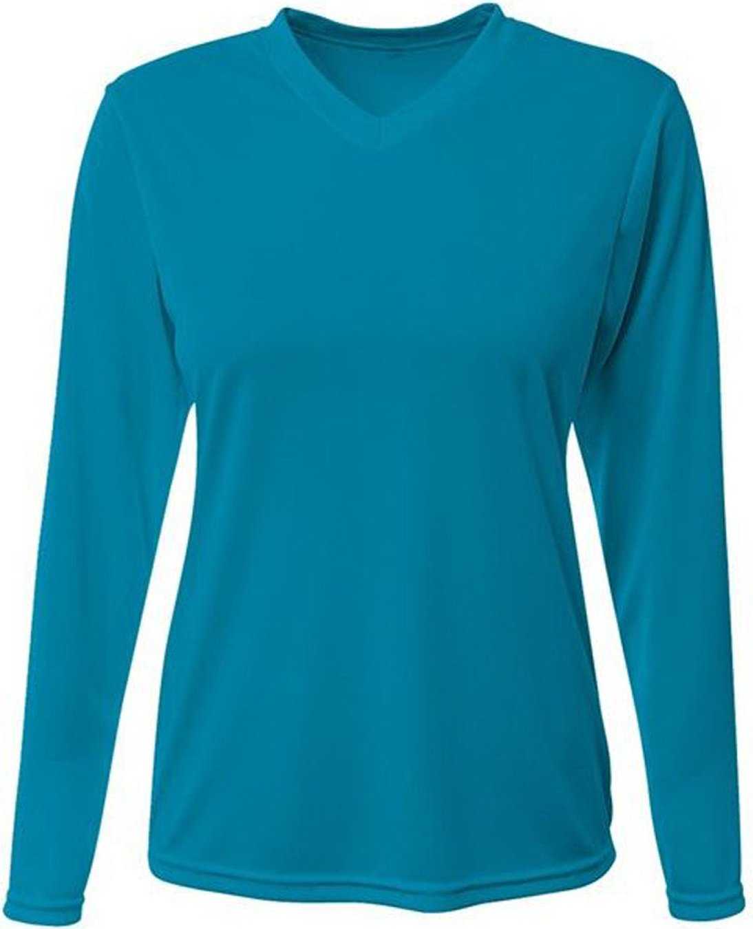 A4 NW3425 Ladies&#39; Long-Sleeve Sprint V-Neck T-Shirt - ELECTRIC BLUE - HIT a Double - 2